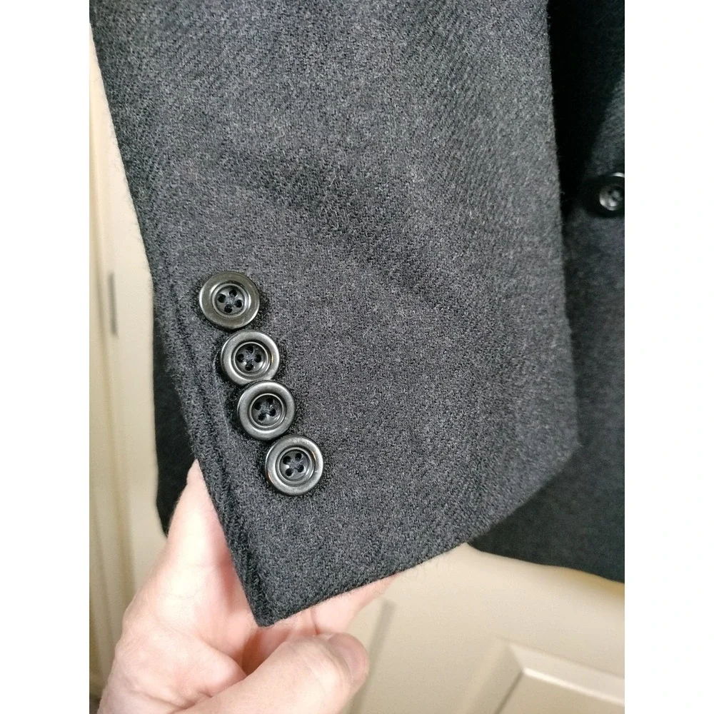 Lauren Ralph Lauren Mens Sport Coat Blazer 46L Gray Wool Tweed Plaid Lining